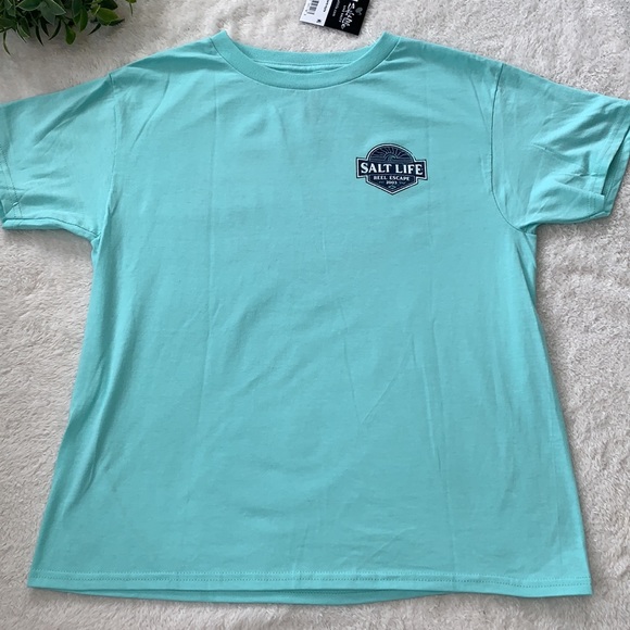 NEW Salt Life Boys Ocean Blue Logo T-Shirt Youth Medium - Picture 3 of 9